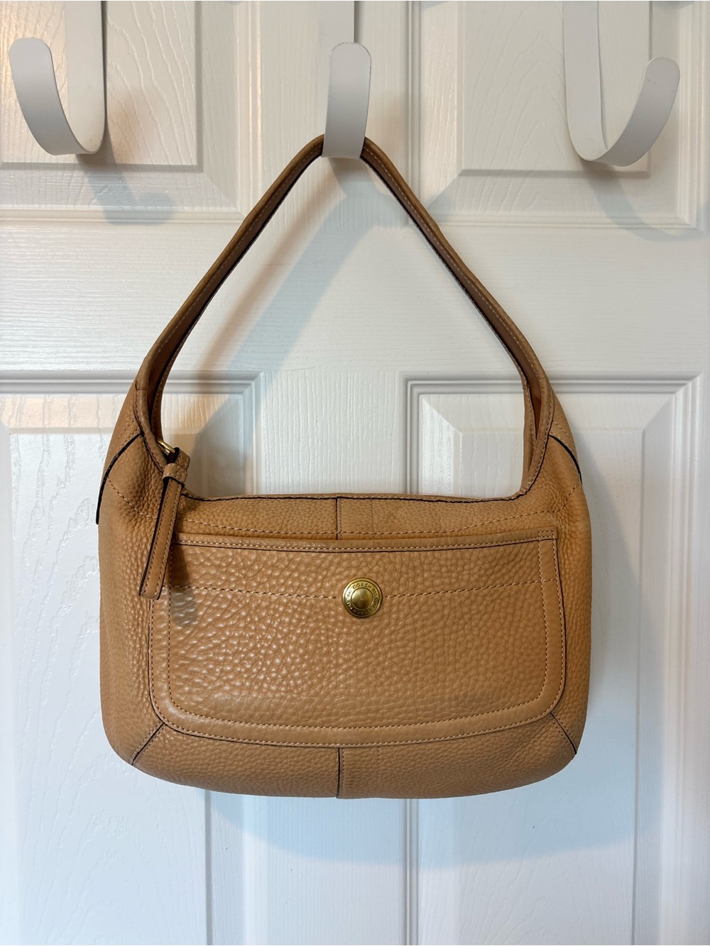 Coach Pebbled Leather Shoulder Bag in Tan